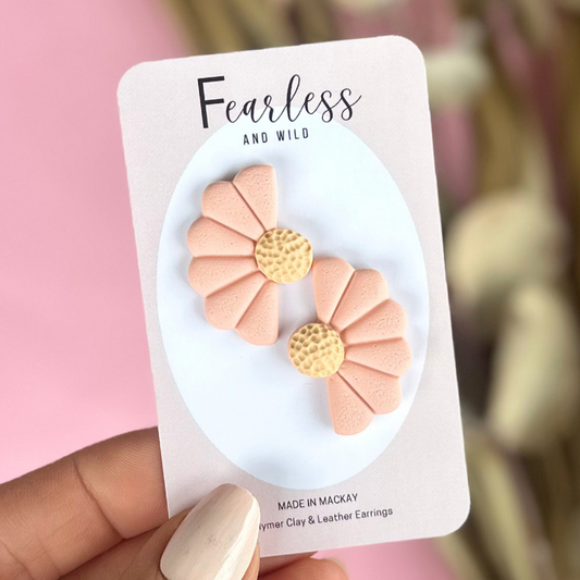 Peach Fuzz Statement Flower Stud