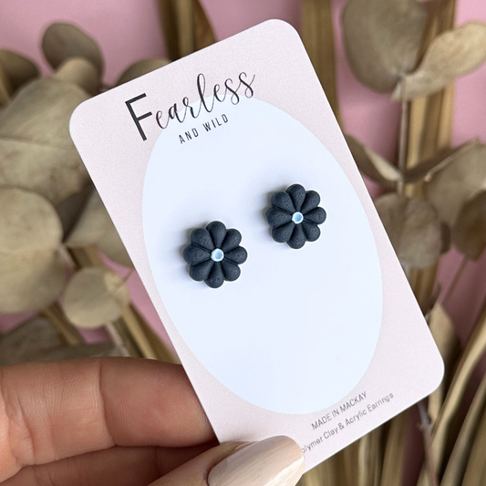 Navy Daisy Studs