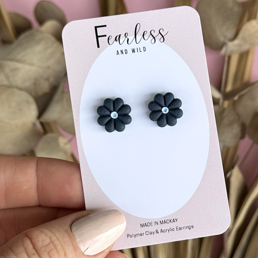 Navy Daisy Studs