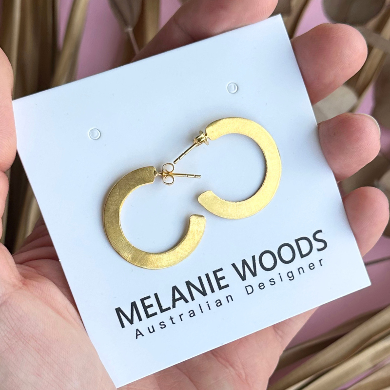 Gold Flat Round Petite Hoops