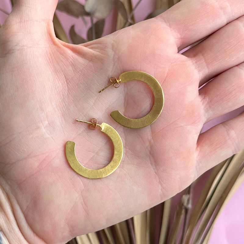Gold Flat Round Petite Hoops