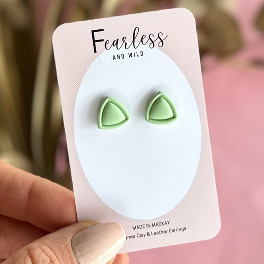Soft Green Triangle Stud