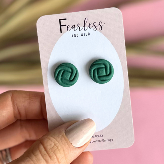 Round Stud Forest Green Knot
