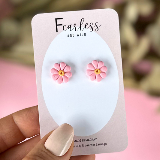 Pink Daisy Studs