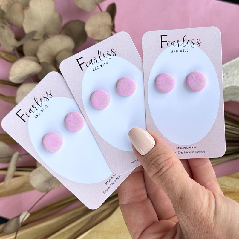 Round Pink Mosaic Stud