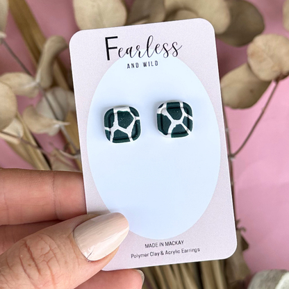 Square Forest Green Stud