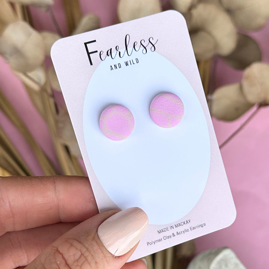 Round Pink Mosaic Stud