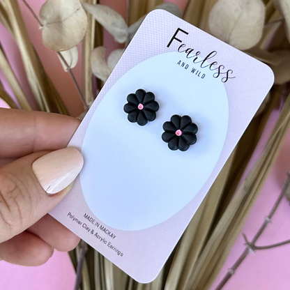 Black Daisy Studs