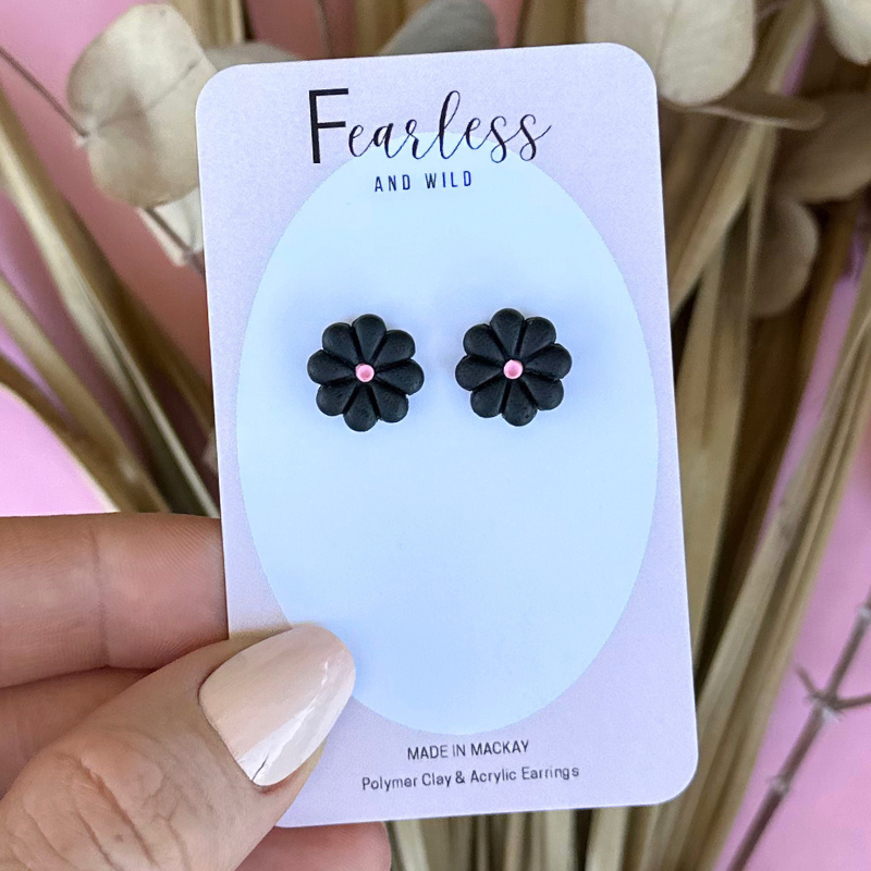 Black Daisy Studs