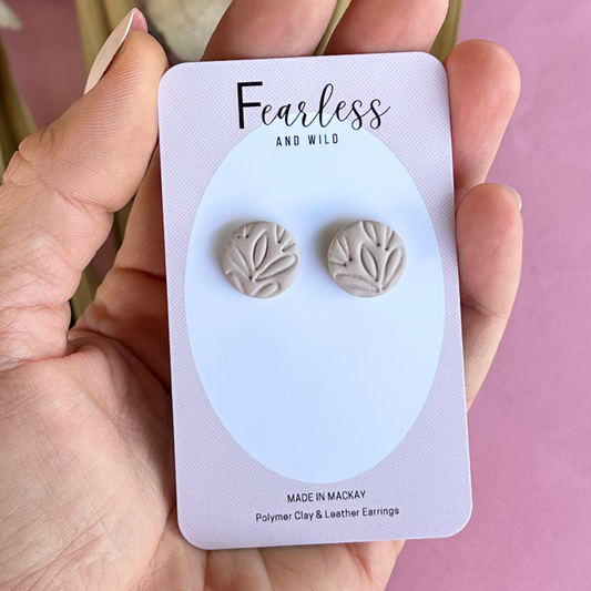 Round Nude Stud Floral