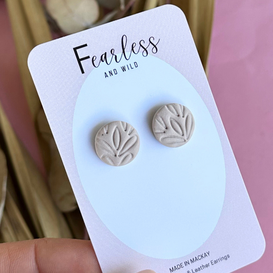 Round Nude Stud Floral