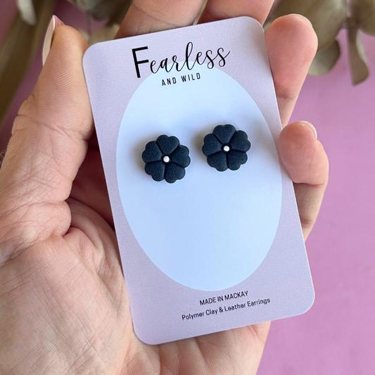 Navy Petal Studs