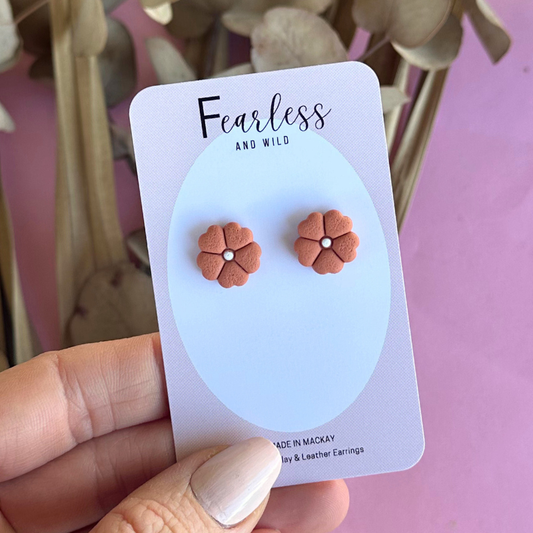Burnt Orange Petal Studs