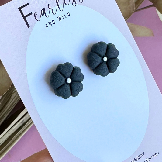 Navy Petal Studs