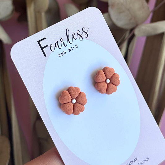 Burnt Orange Petal Studs