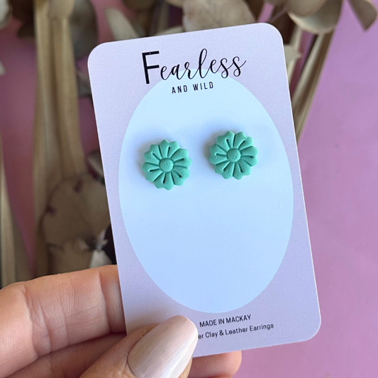 Seafoam Flower Studs