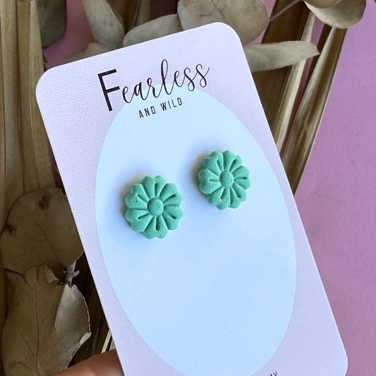 Seafoam Flower Studs