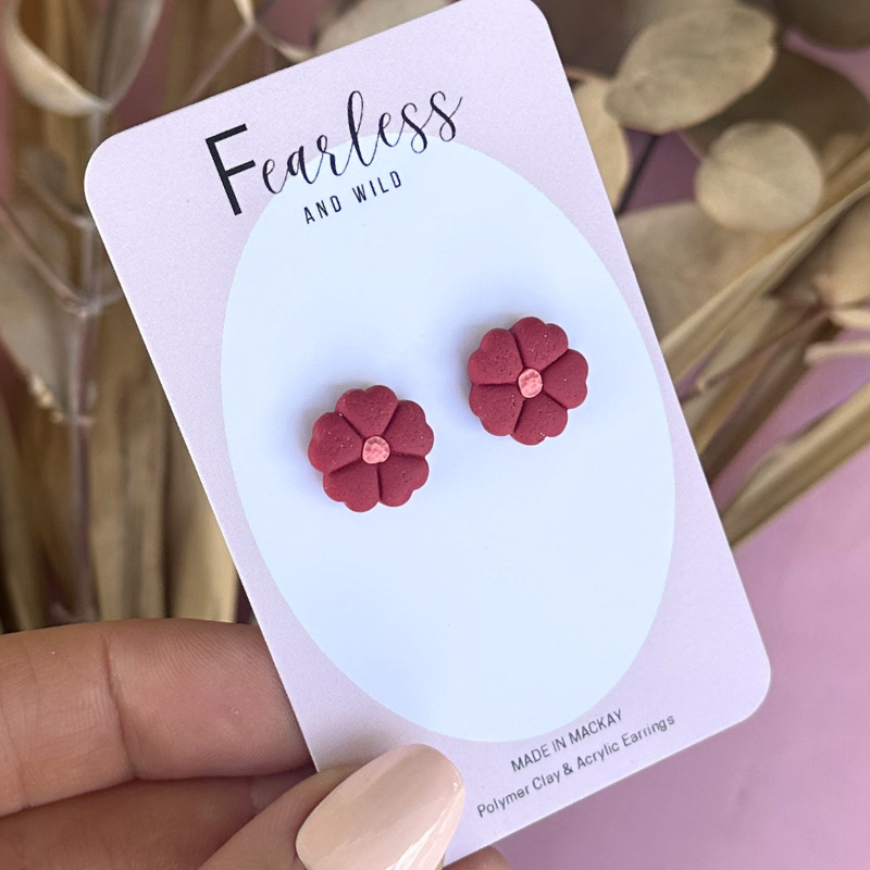 Red Petal Studs
