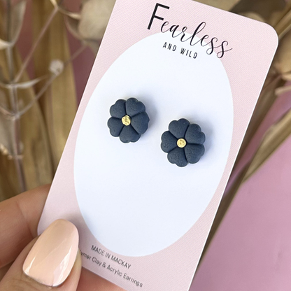 Navy Petal Studs