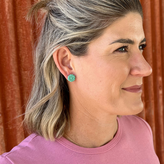 Seafoam Flower Studs