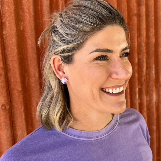 Square Sugar Plum Stud
