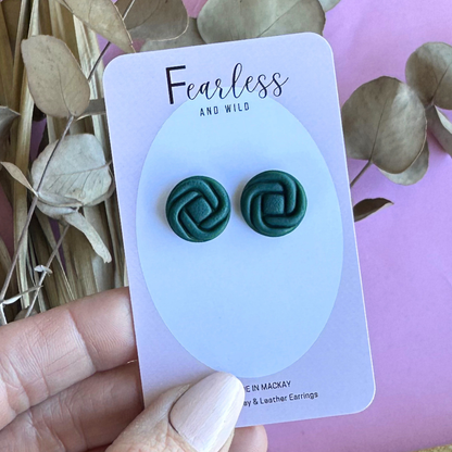 Round Stud Forest Green Knot