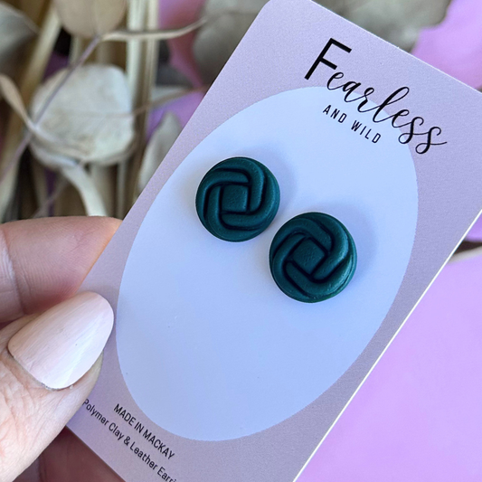 Round Stud Forest Green Knot