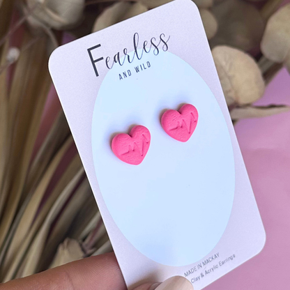 Pink Heart Beat Stud