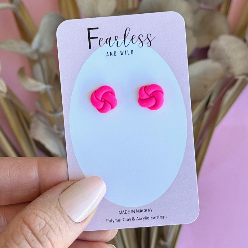 Hot Pink Knot Stud