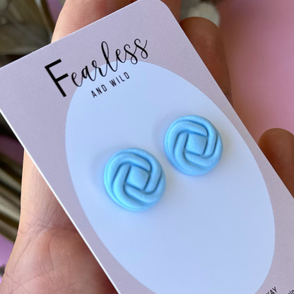 Round Stud Soft Blue Knot