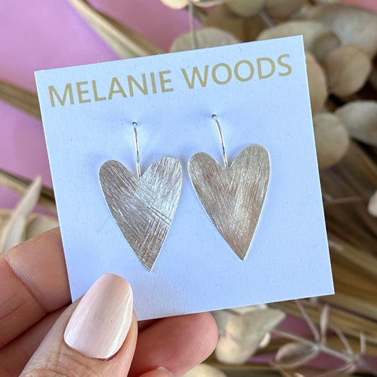 Silver Wash Heart Drop