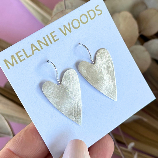 Silver Wash Heart Drop