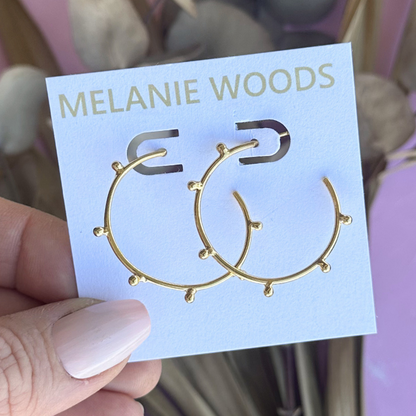 Gold Filigree Ball Hoops