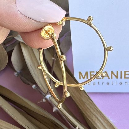 Gold Filigree Ball Hoops