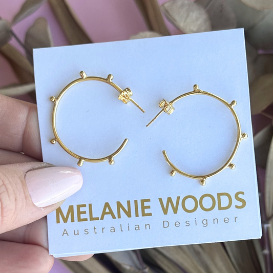 Gold Filigree Ball Hoops