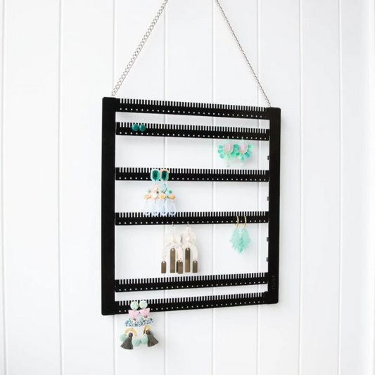 Hanging Adjustable Earring Holder - Luxe Black