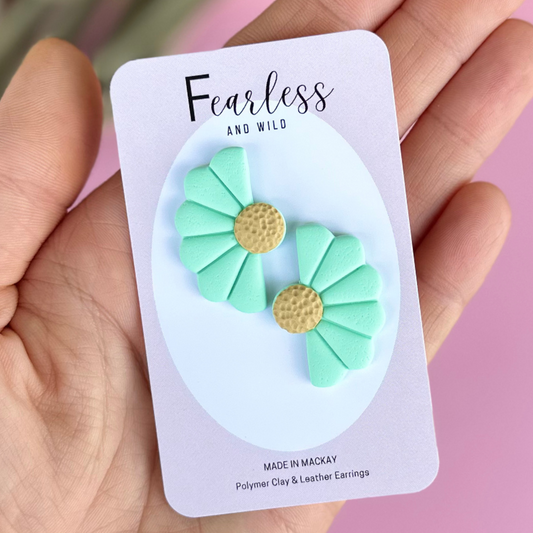 Mint Statement Flower Stud