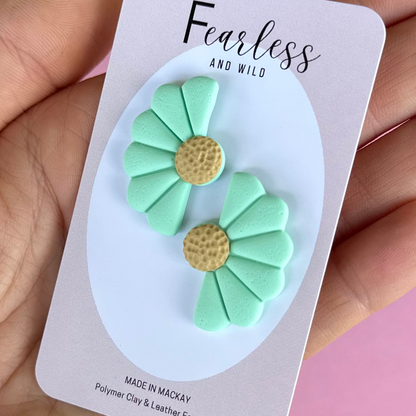 Mint Statement Flower Stud