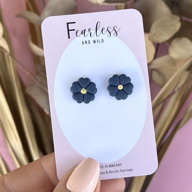 Navy Petal Studs