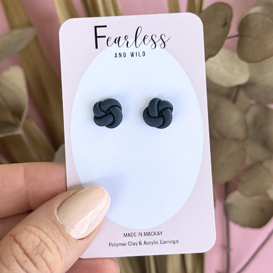 Navy Knot Stud