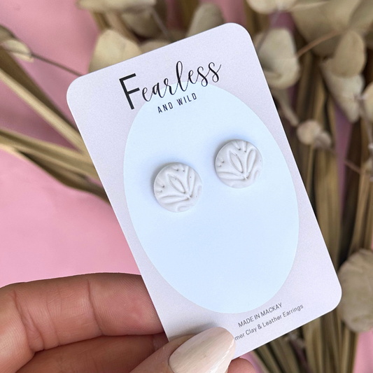 Round Nude Stud Floral