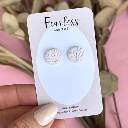 Round Nude Stud Floral