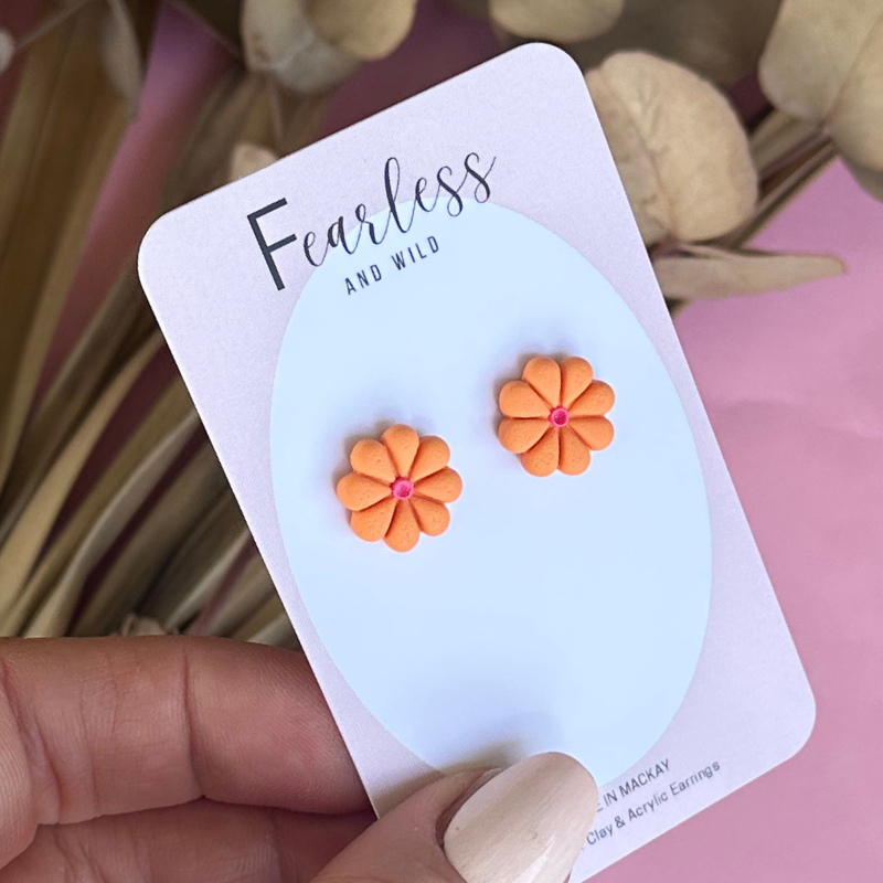 Orange Daisy Studs
