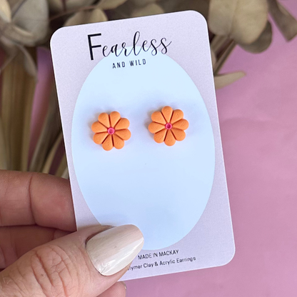Orange Daisy Studs