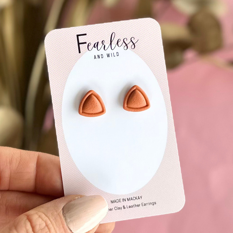 Burnt Orange Triangle Stud
