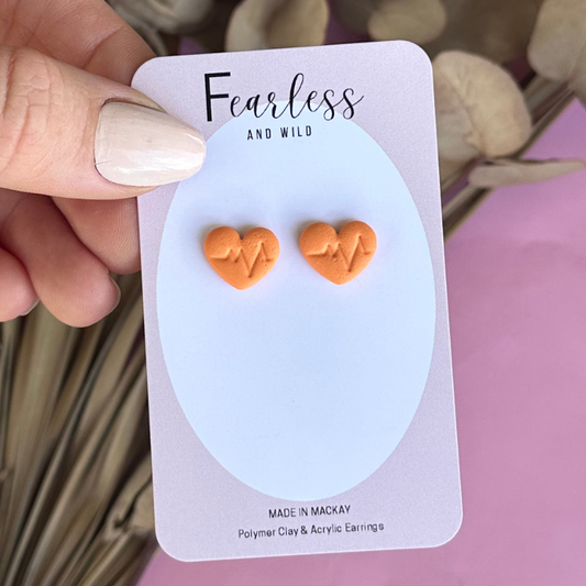 Orange Heart Beat Stud