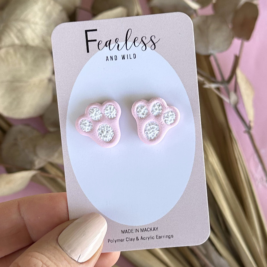 Pink Bunny Feet Studs