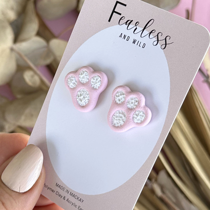 Pink Bunny Feet Studs