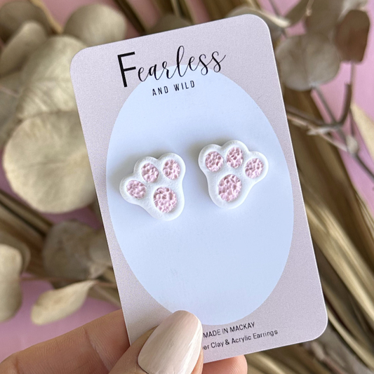 White Bunny Feet Studs