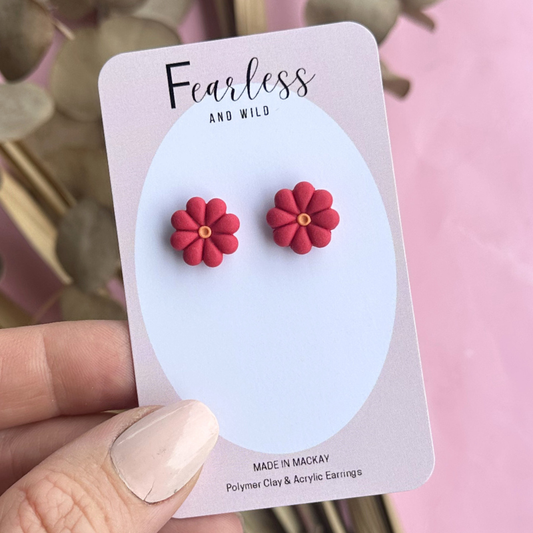 Raspberry Daisy Studs